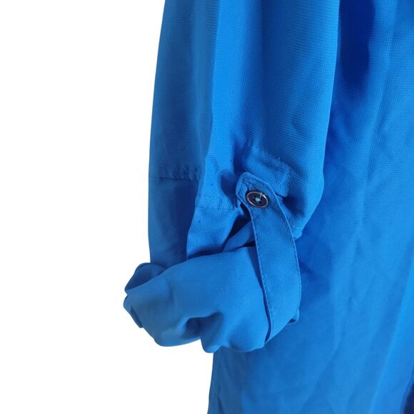 UV Skins SPF 50+ Sunwear Button-Up Shirt M Blue Lightweight & Roll-Up Sleeves - Picture 4 of 12